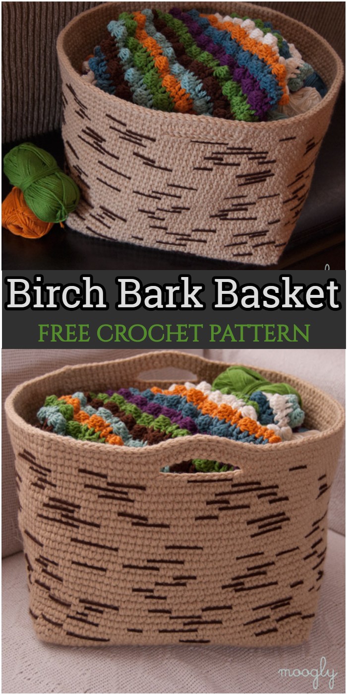 Crochet Birch Bark Basket
