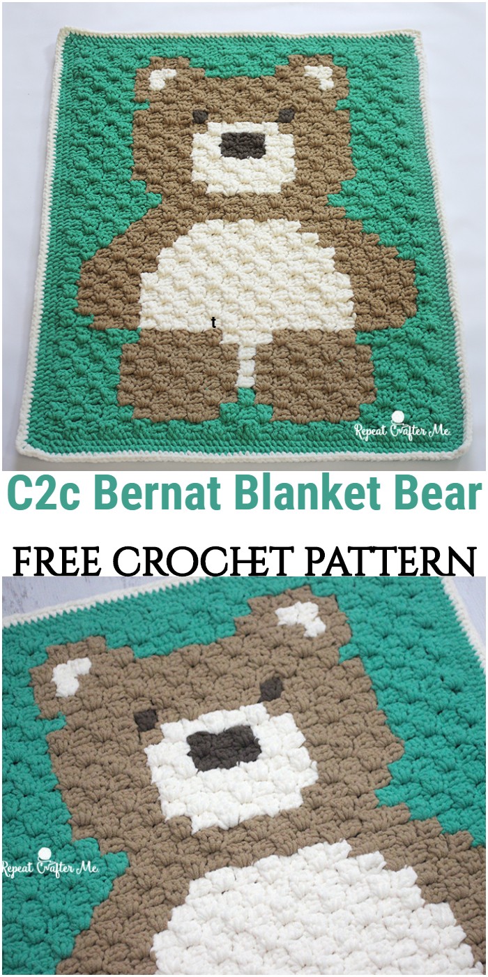Crochet C2c Bernat Blanket Bear