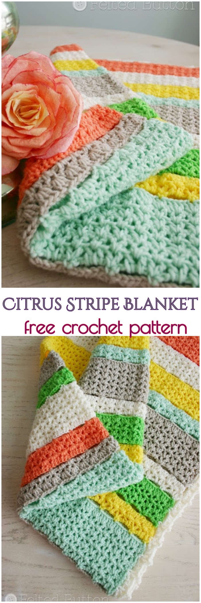 Crochet Citrus Stripe Blanket