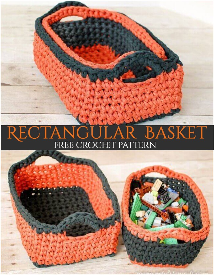 Crochet Rectangular Basket