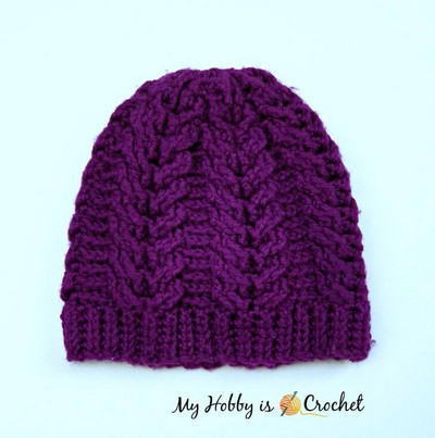 Chic Cable Beanie crochet hat pattern