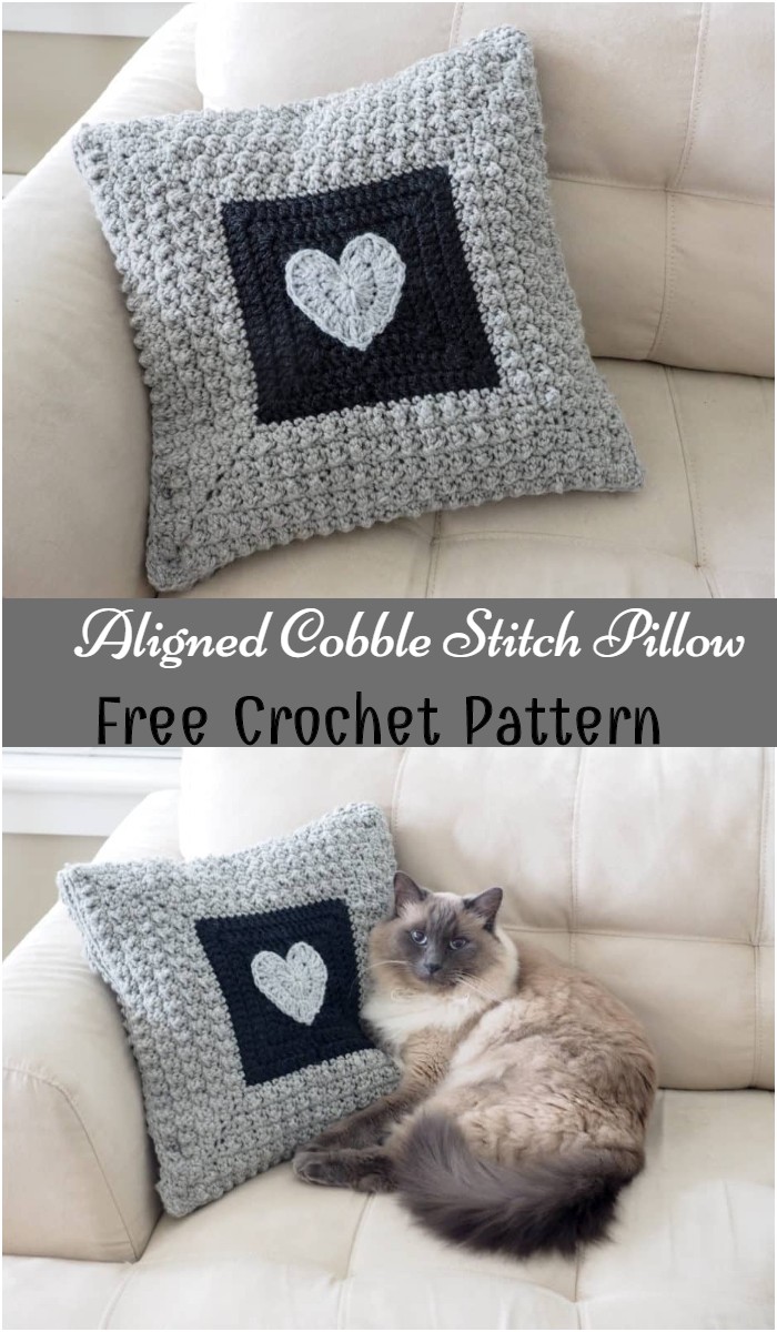 Crochet Aligned Cobble Stitch Pillow