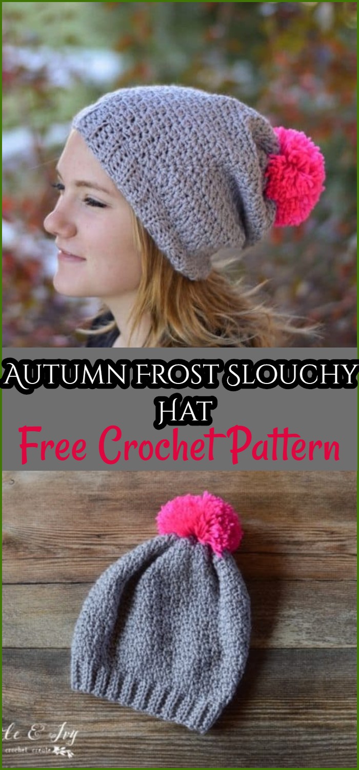 Crochet Autumn Frost Slouchy Hat