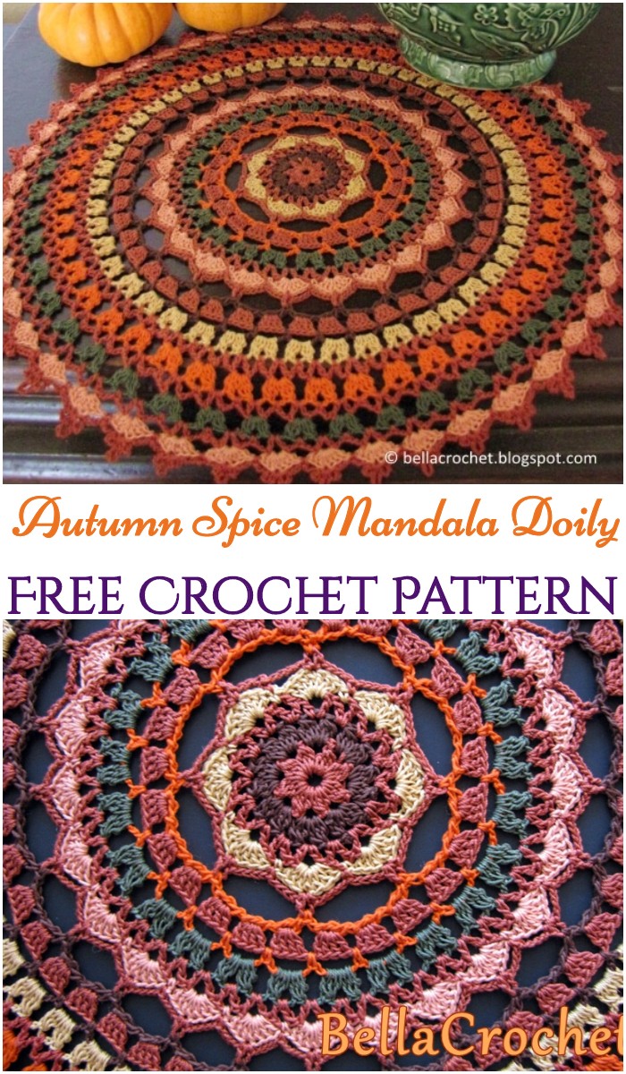 Crochet Autumn Spice Mandala Doily