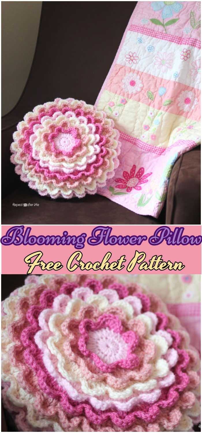 Crochet Blooming Flower Pillow