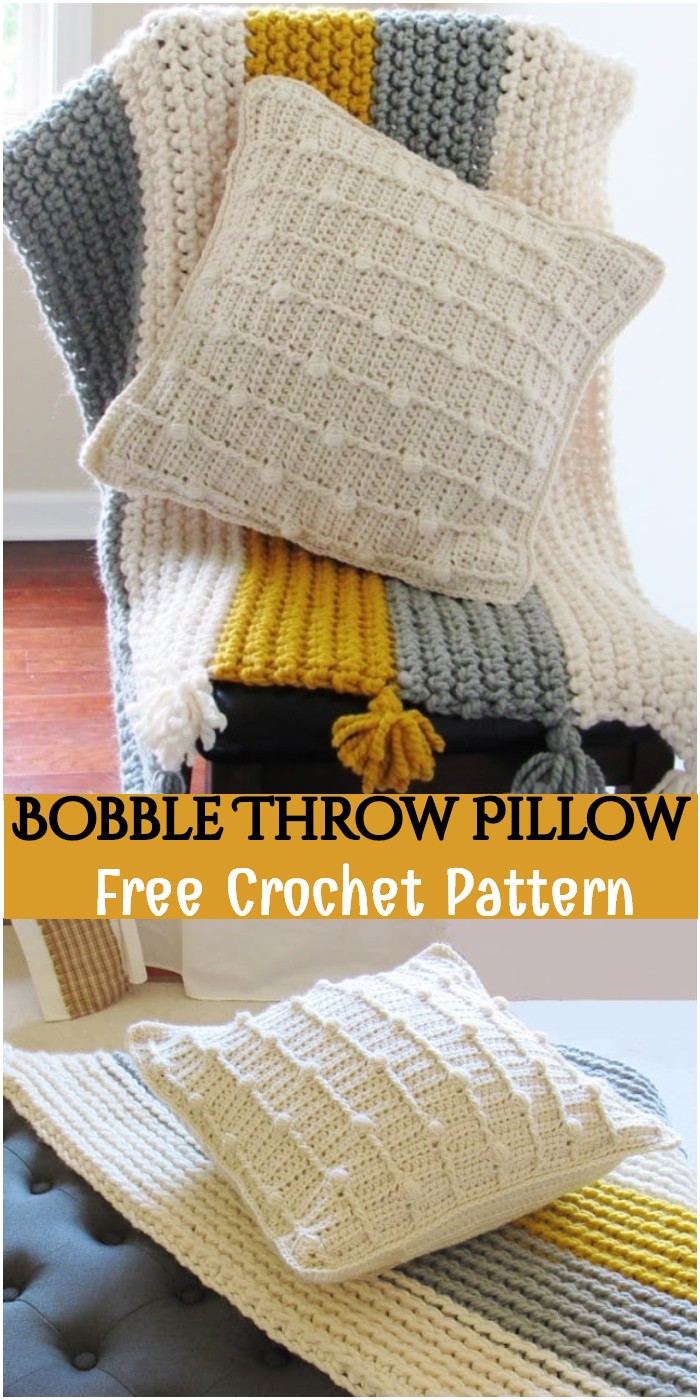 Crochet Bobble Throw Pillow