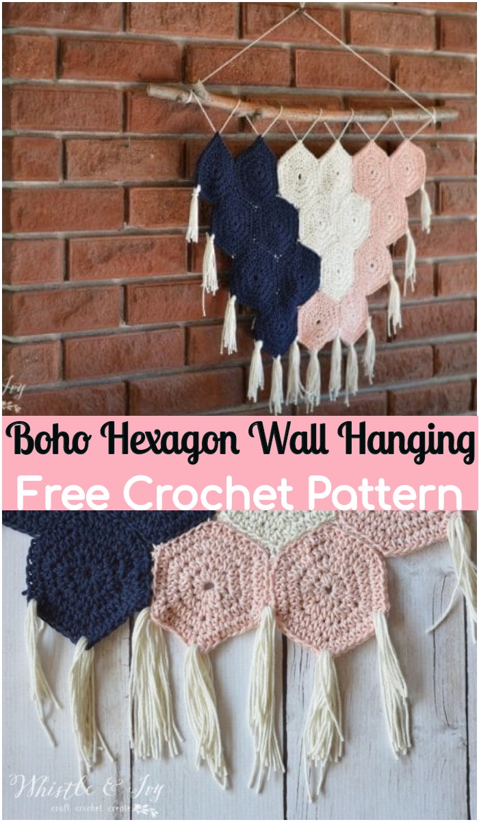 Crochet Boho Hexagon Wall Hanging