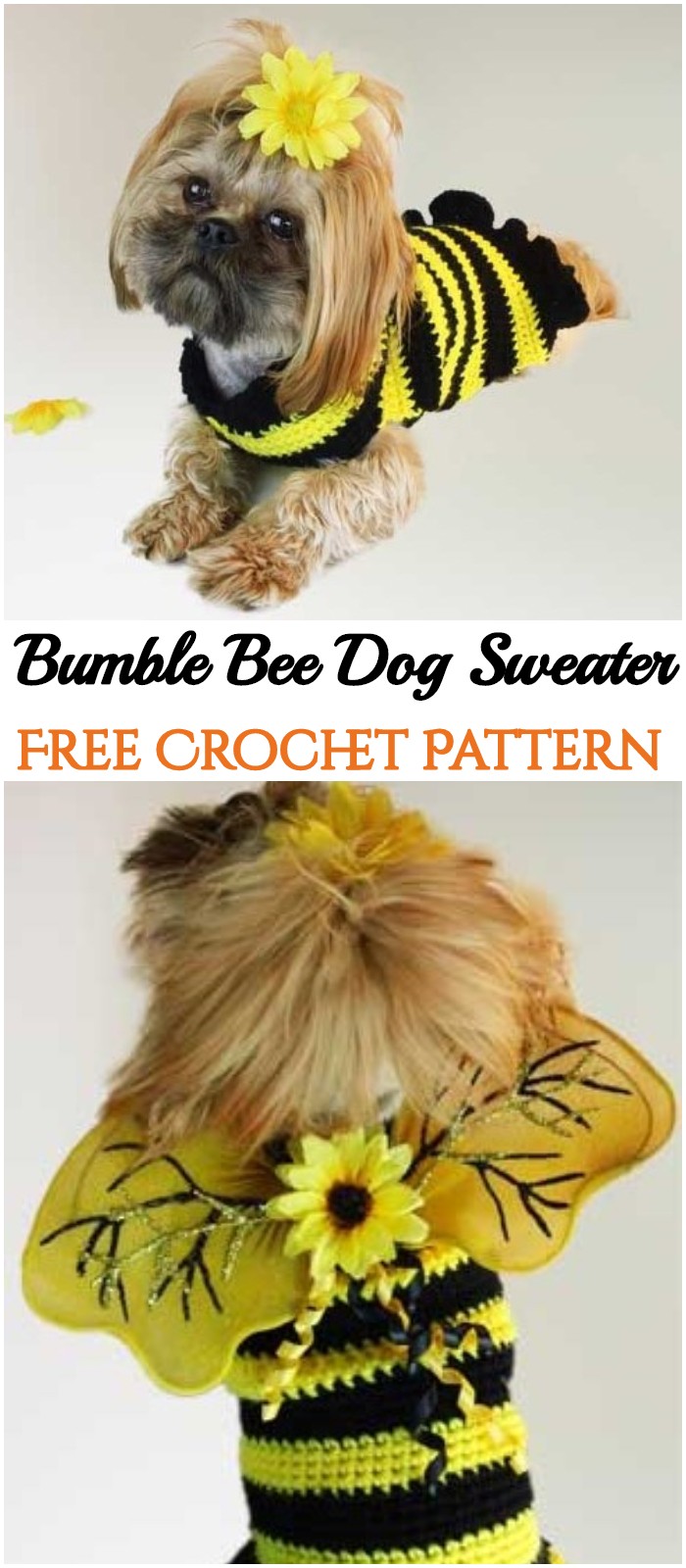 Crochet Bumble Bee Dog Sweater