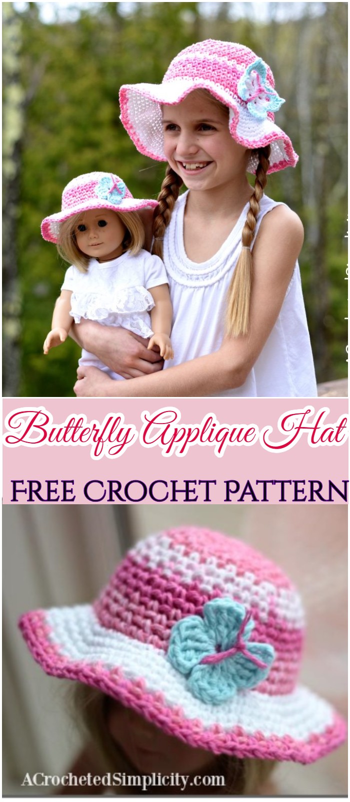 Crochet Butterfly Applique Hat