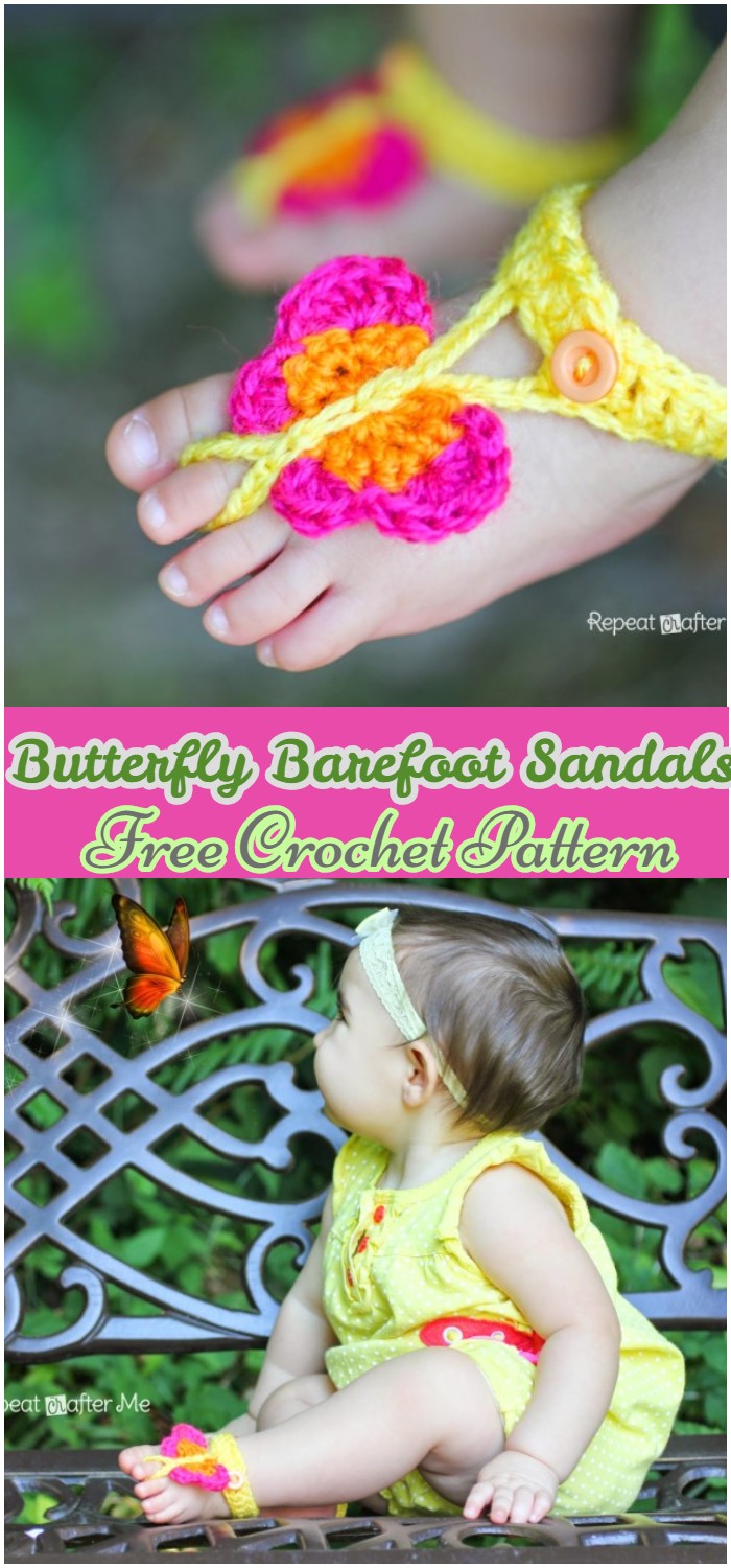 Crochet Butterfly Barefoot Sandals