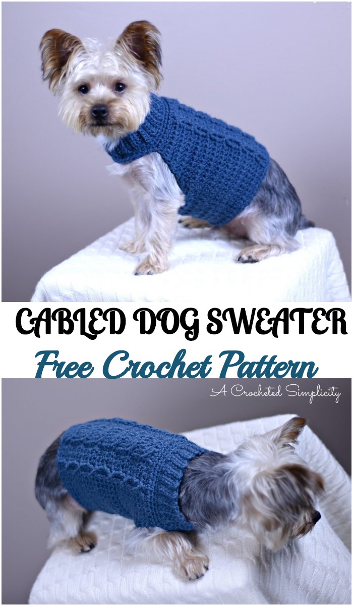 Crochet Cabled Dog Sweater