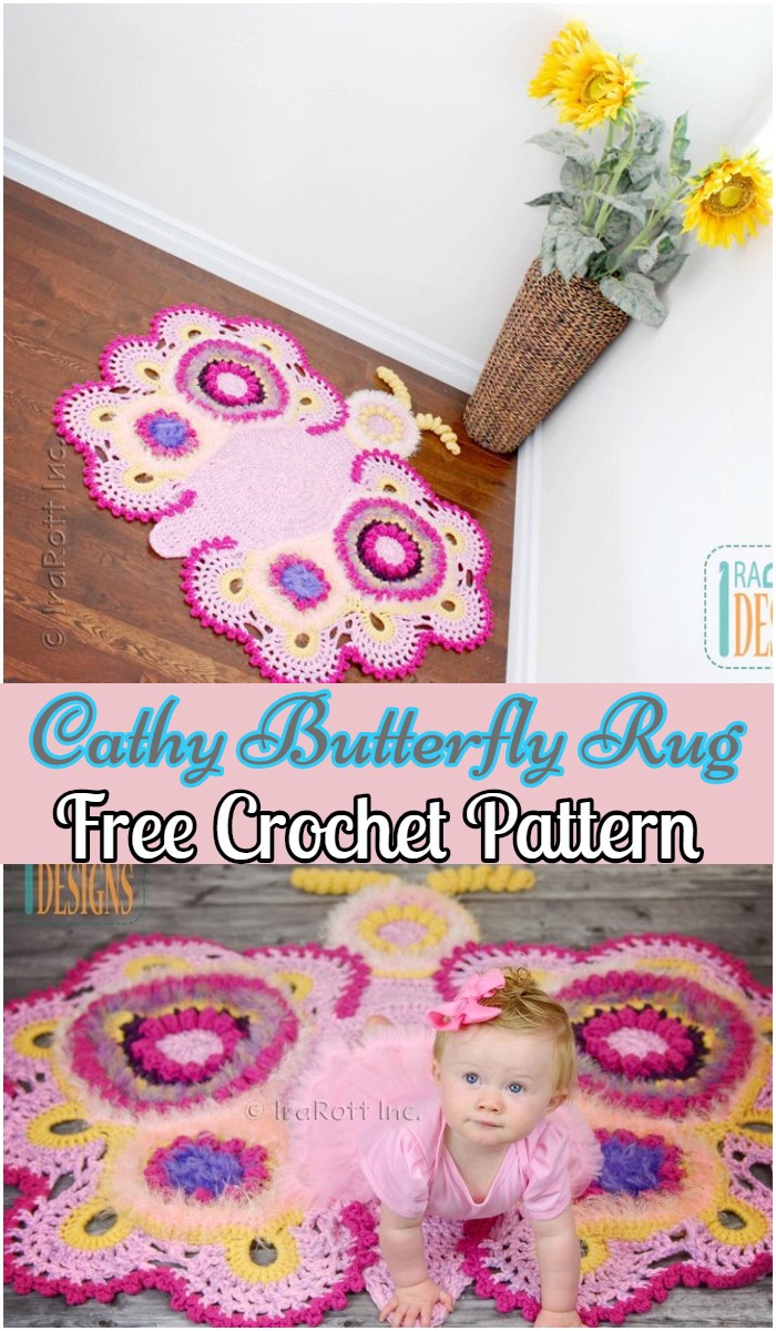 Crochet Cathy Butterfly Rug