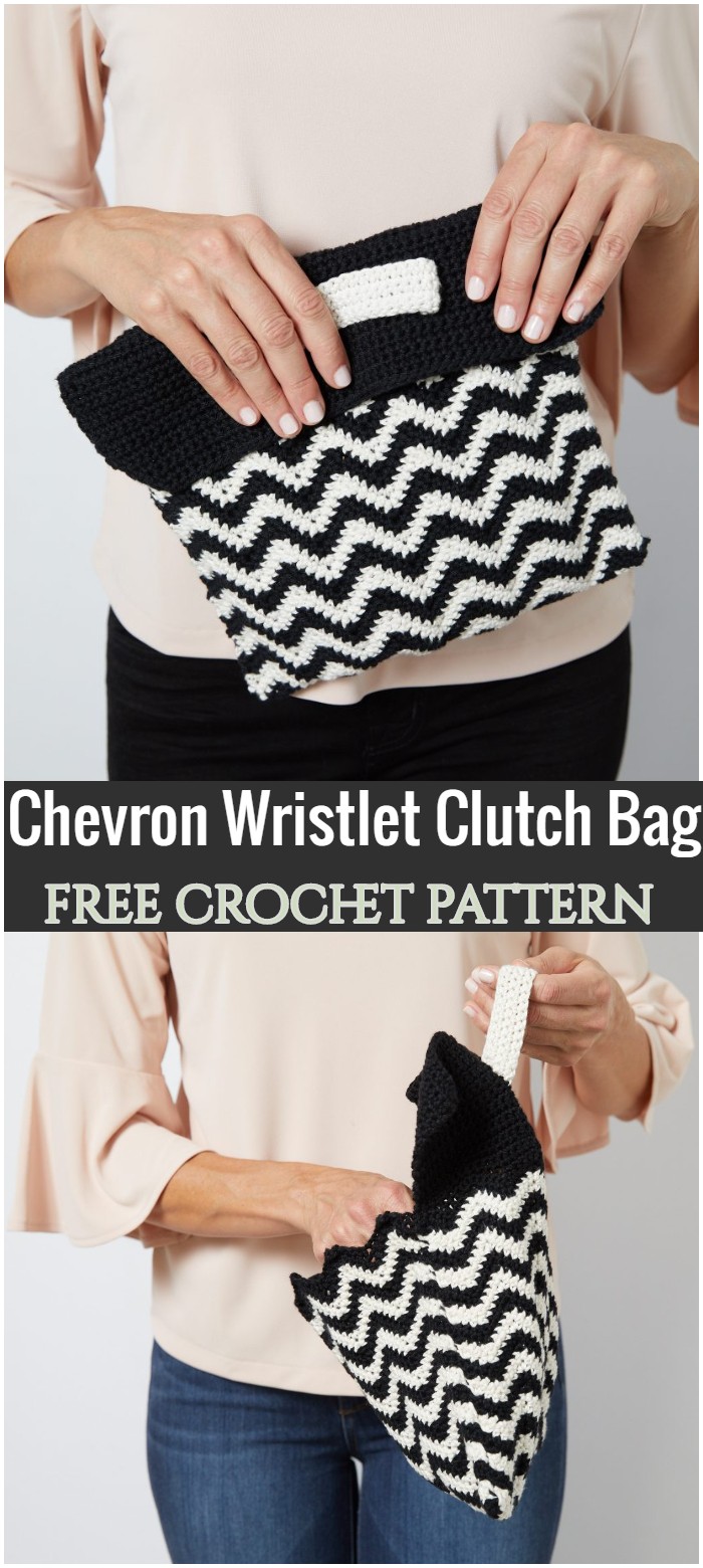 Crochet Chevron Wristlet Clutch Bag