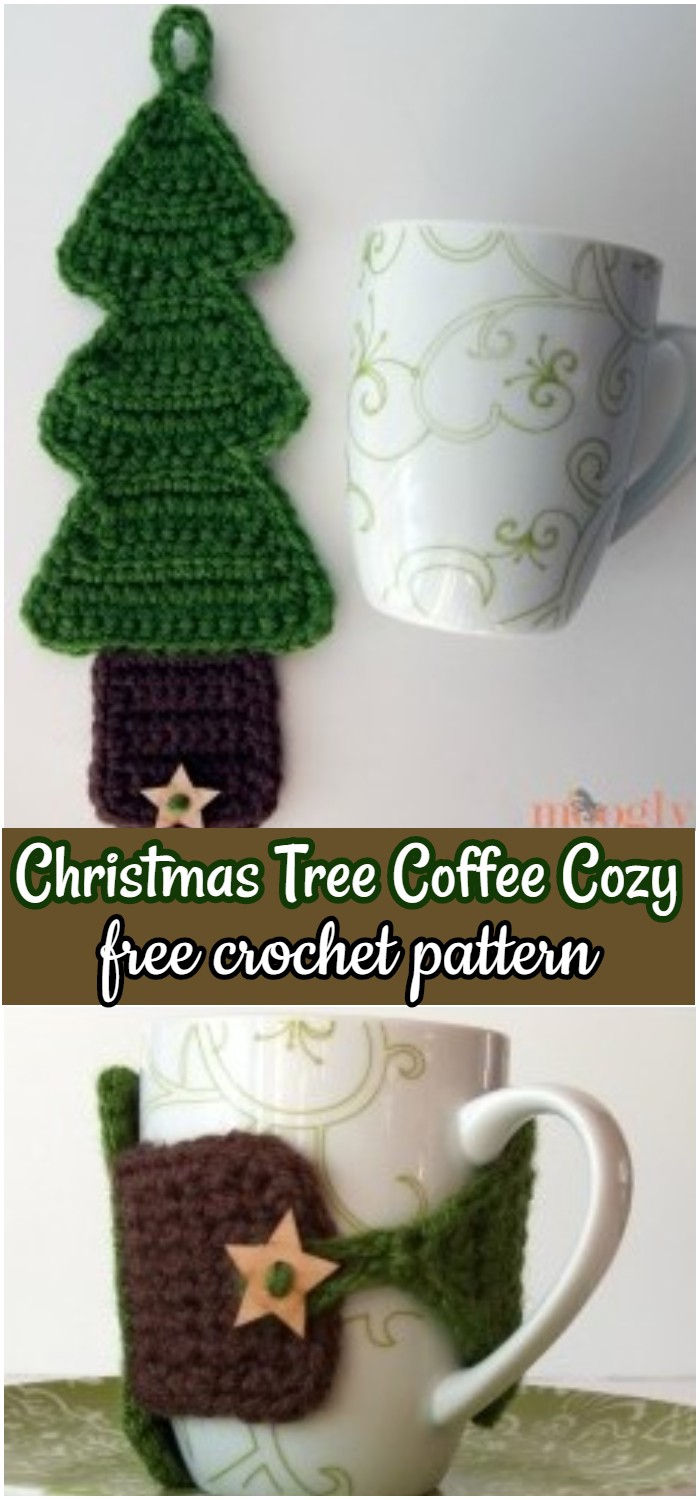 Crochet Christmas Tree Coffee Cozy