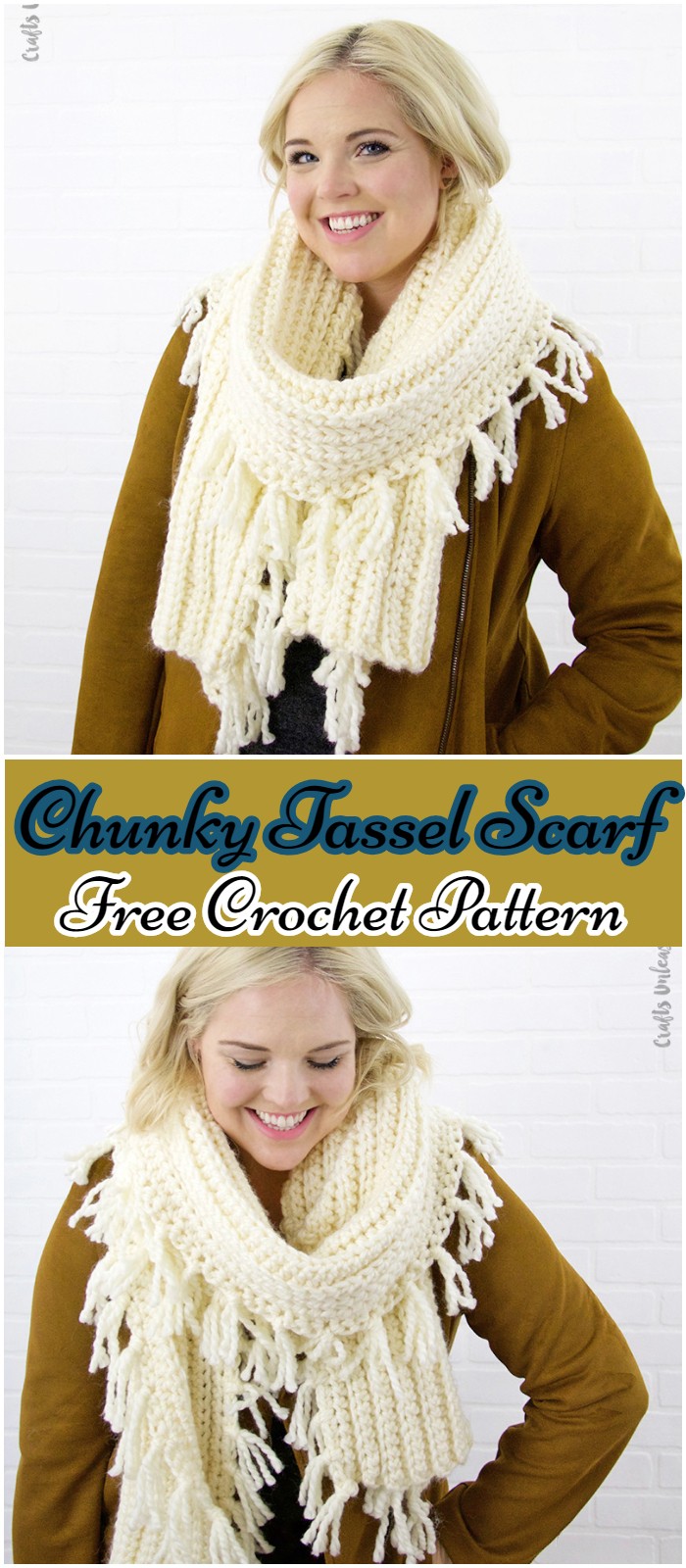 Crochet Chunky Tassel Scarf