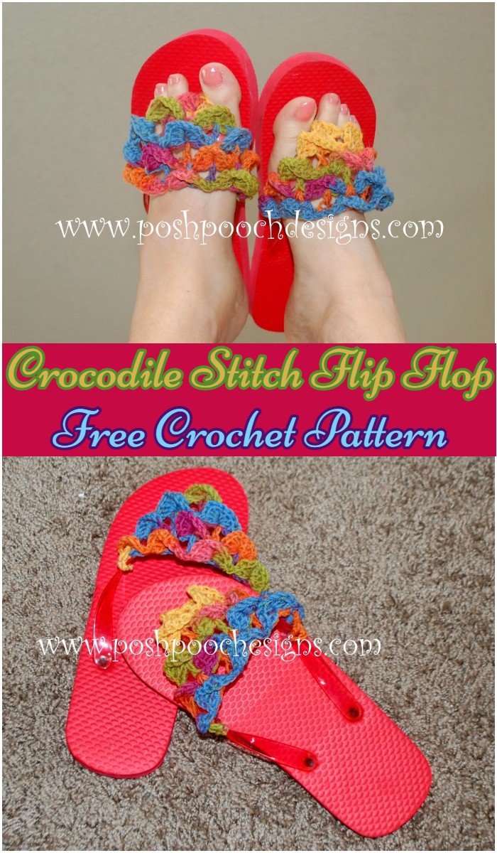 Crochet Crocodile Stitch Flip Flop