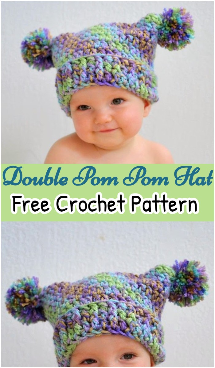 Crochet Double Pom Pom Hat