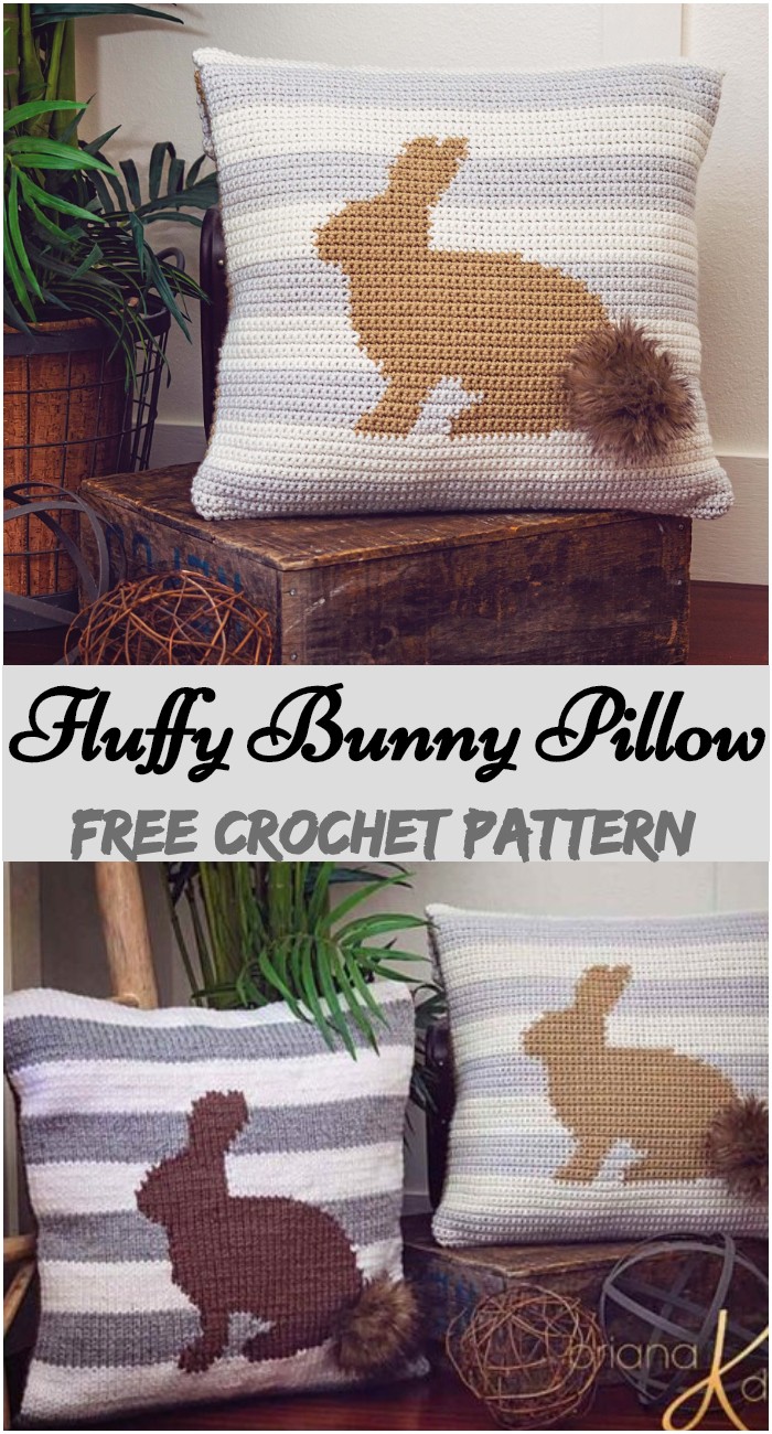 Crochet Fluffy Bunny Pillow