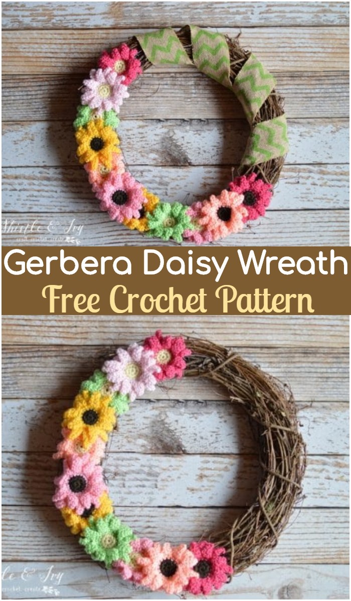 Crochet Gerbera Daisy Wreath