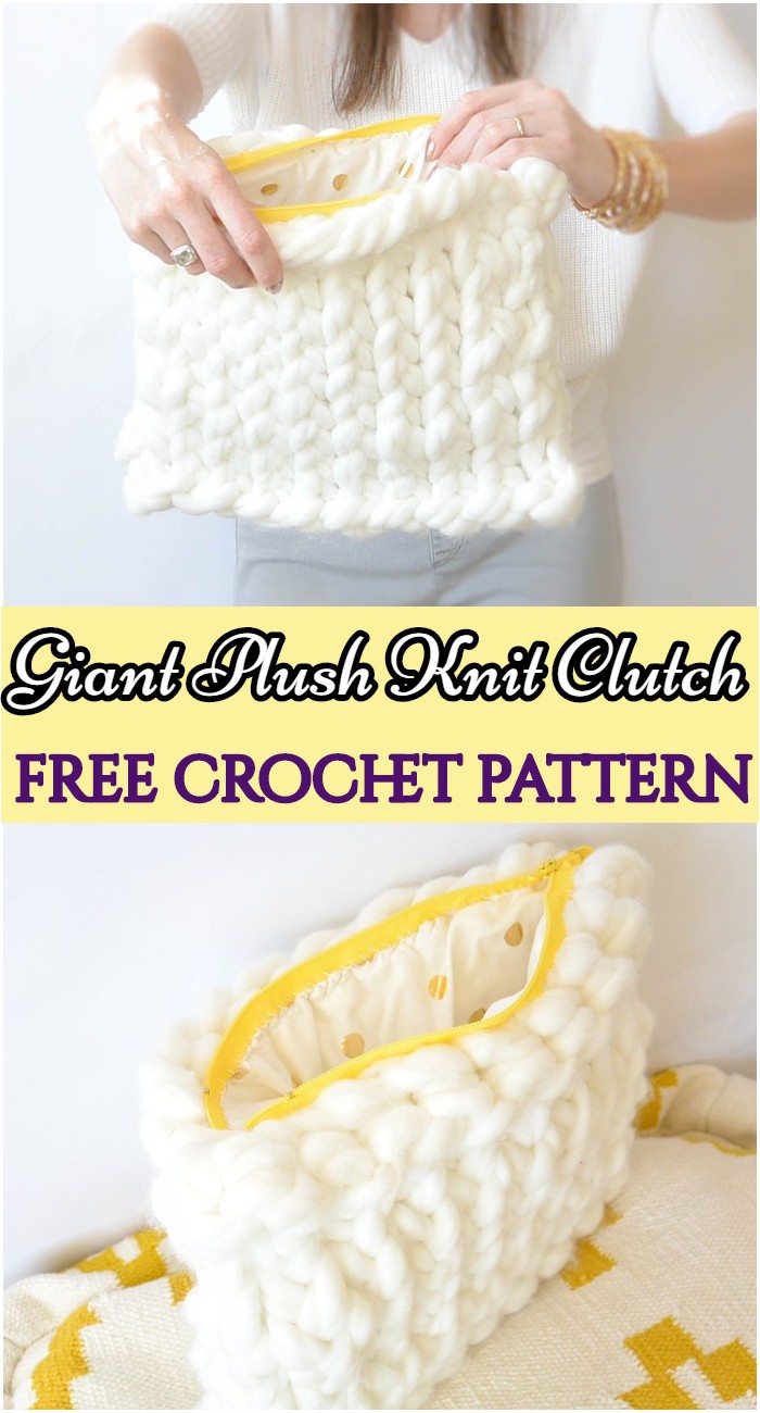 Crochet Giant Plush Knit Clutch