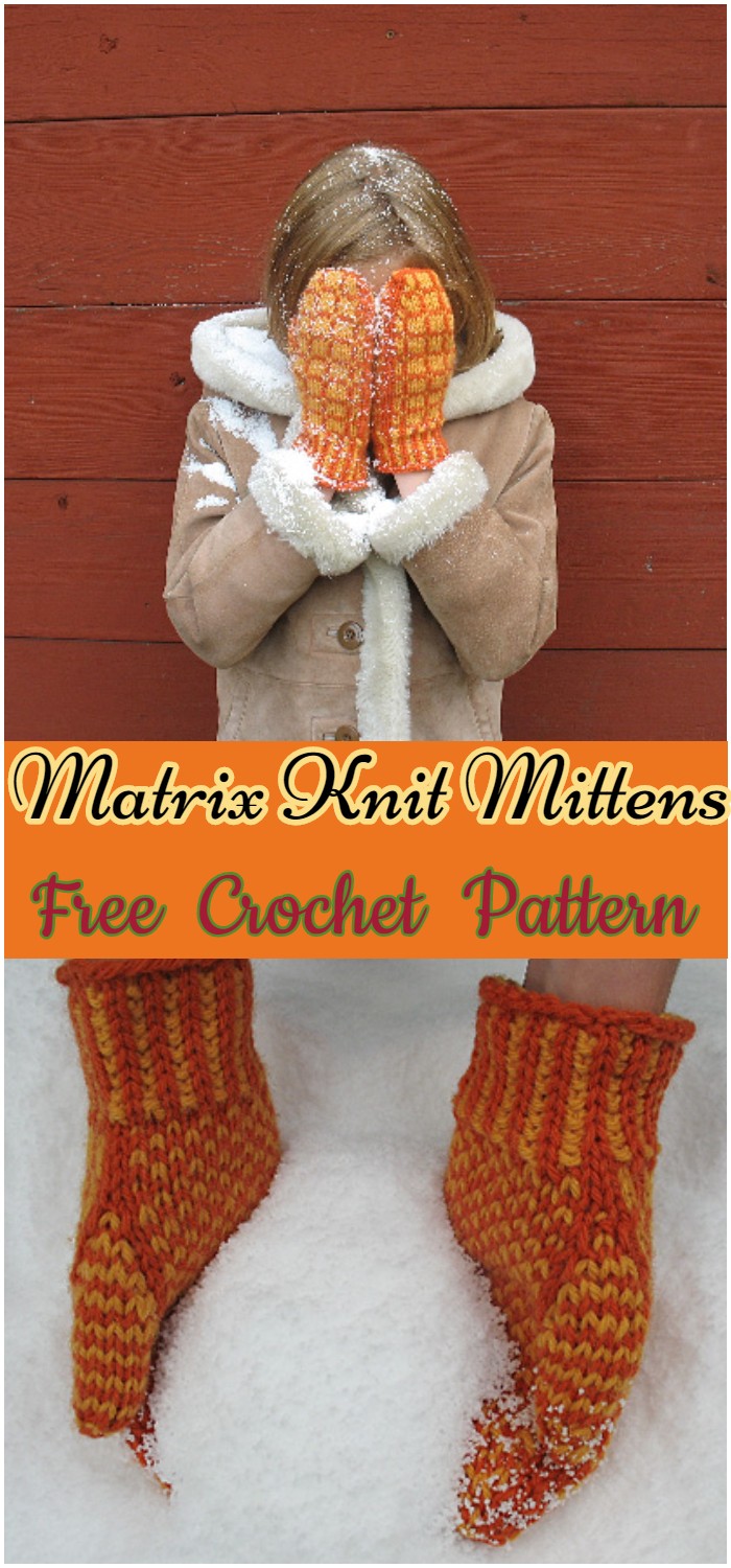 Crochet Matrix Knit Mittens