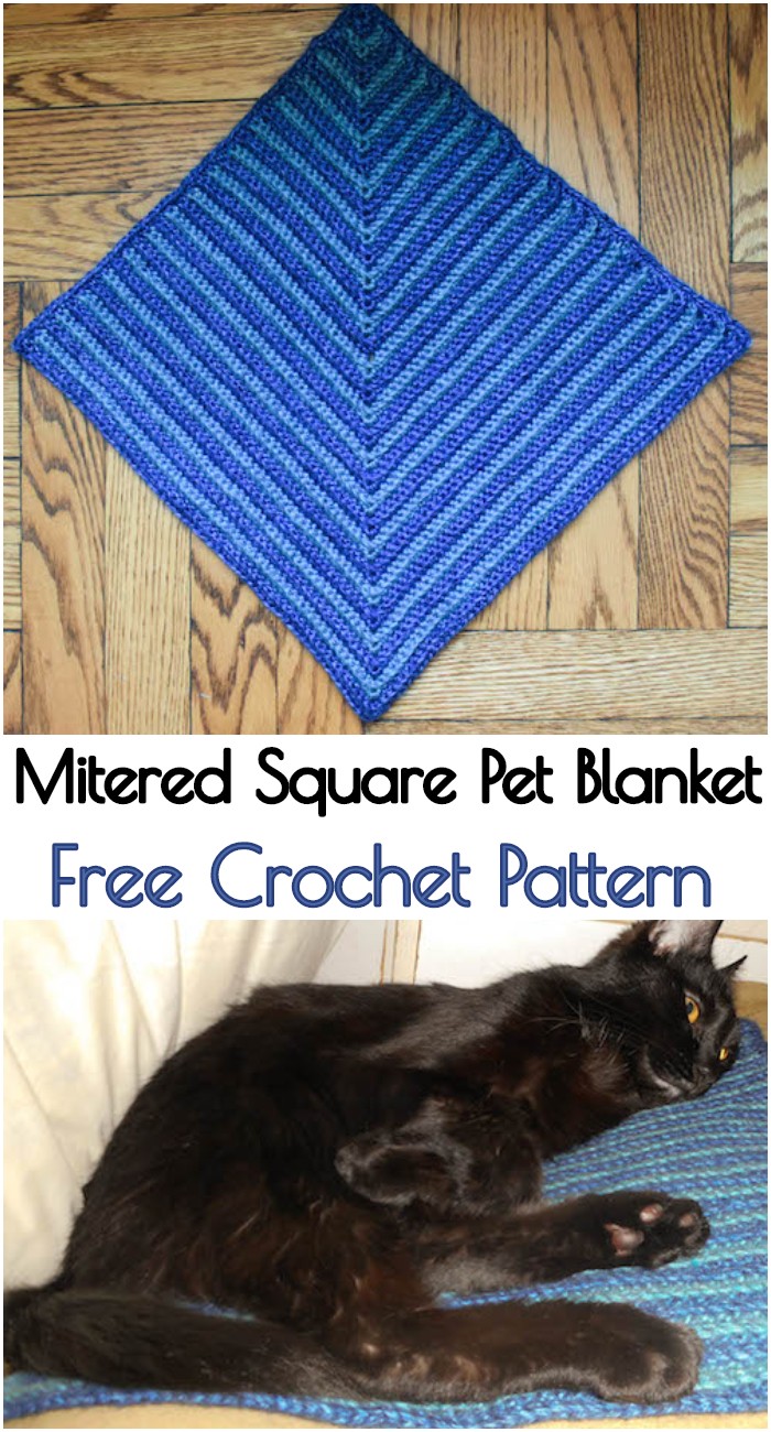 Crochet Mitered Square Pet Blanket
