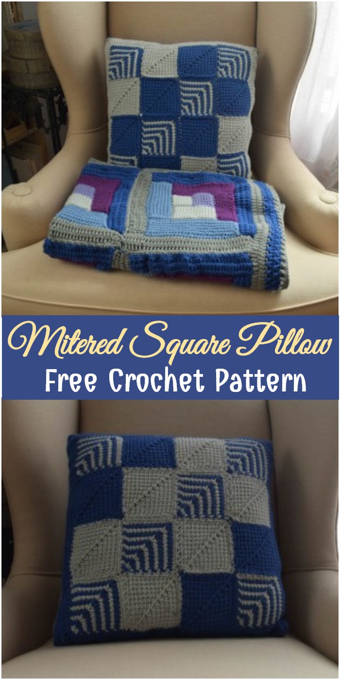 Crochet Mitered Square Pillow