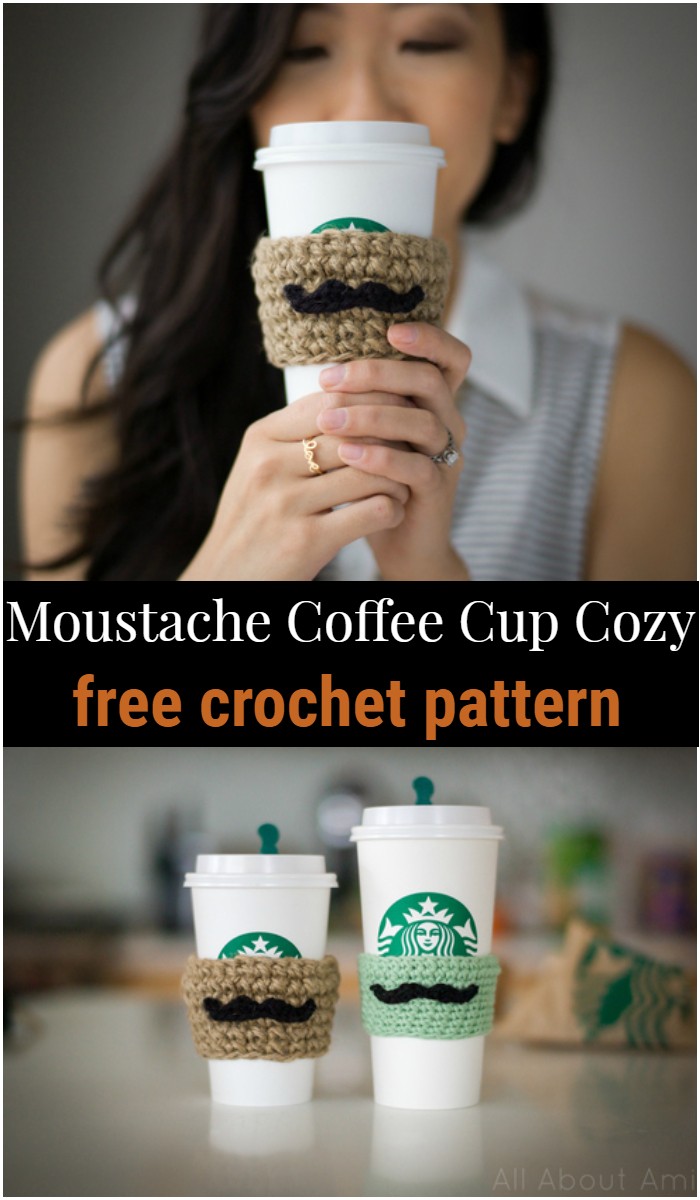 Crochet Moustache Coffee Cup Cozy