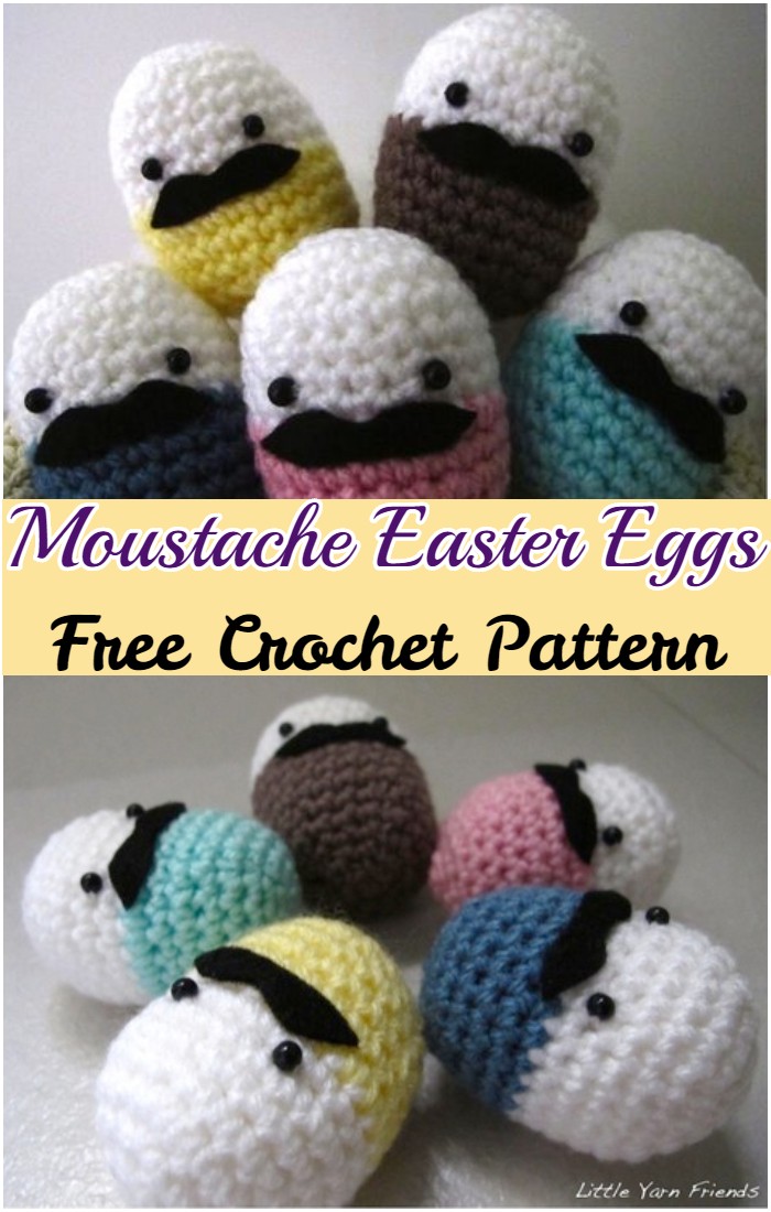 Crochet Moustache Easter Eggs