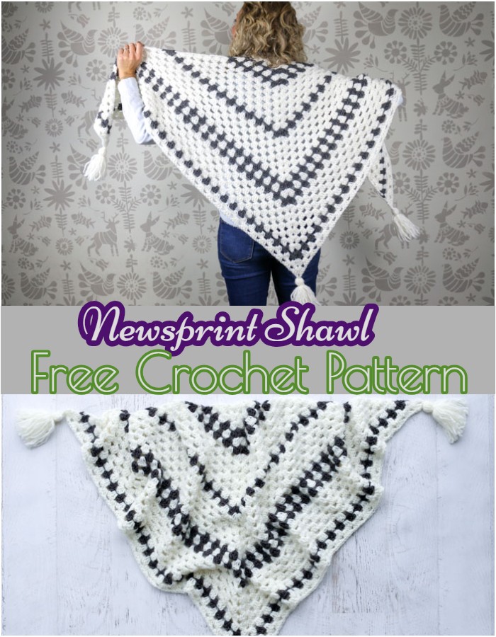 Crochet Newsprint Shawl