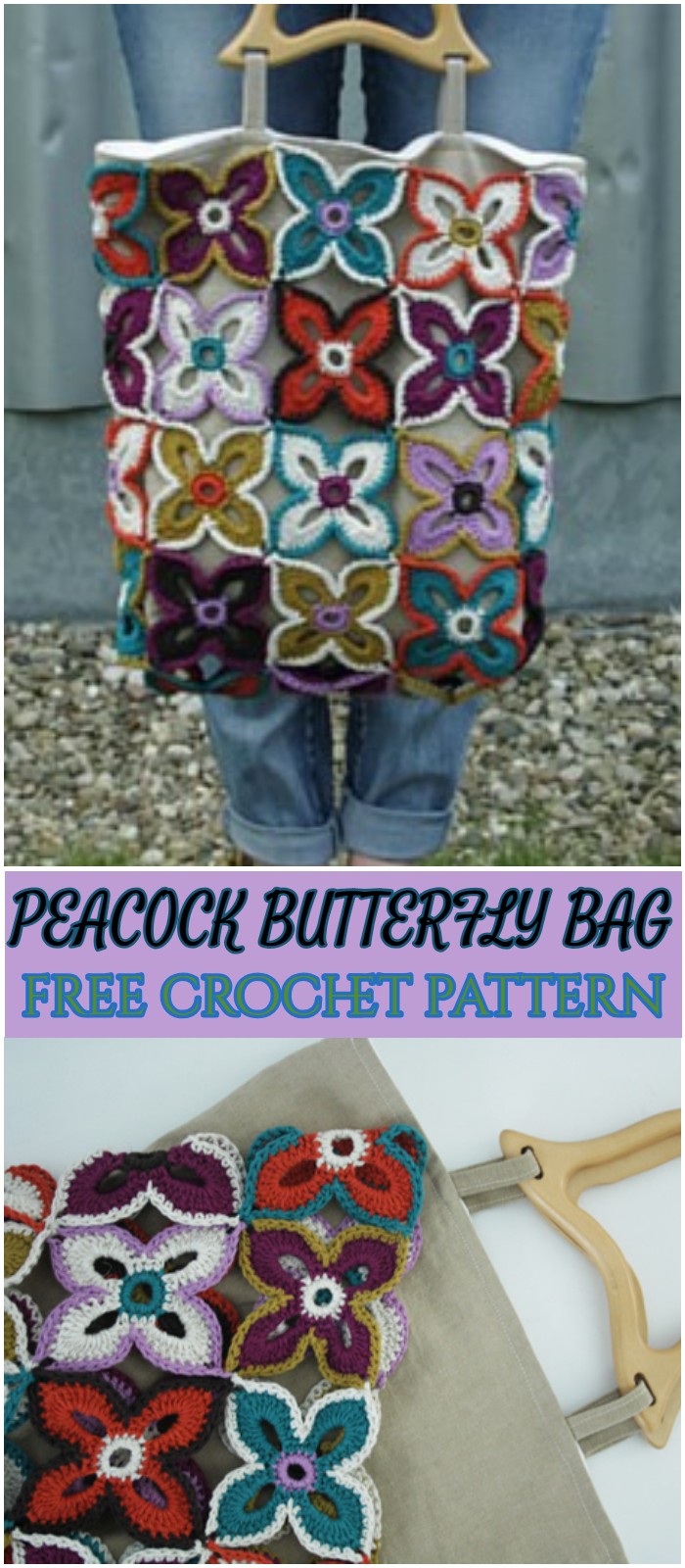 Crochet Peacock Butterfly Bag