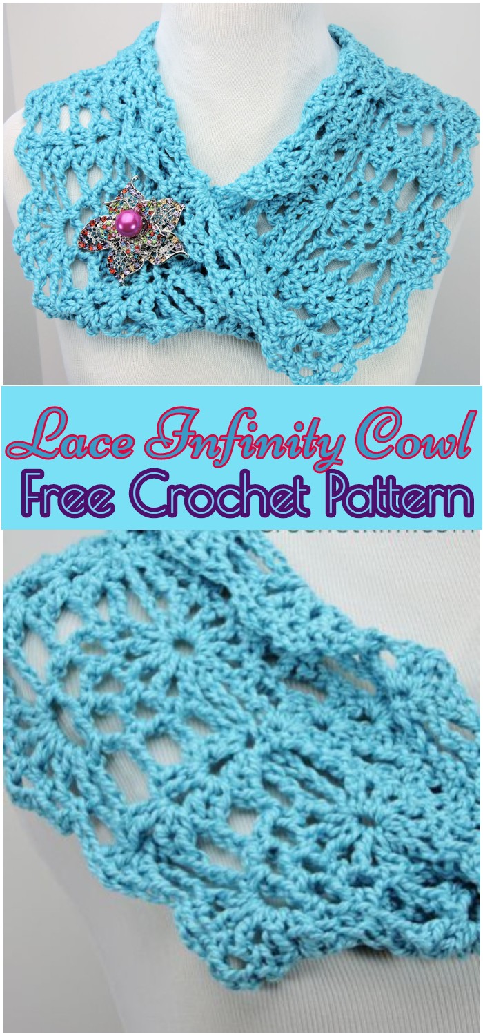 Crochet Peacock Lace Infinity Cowl