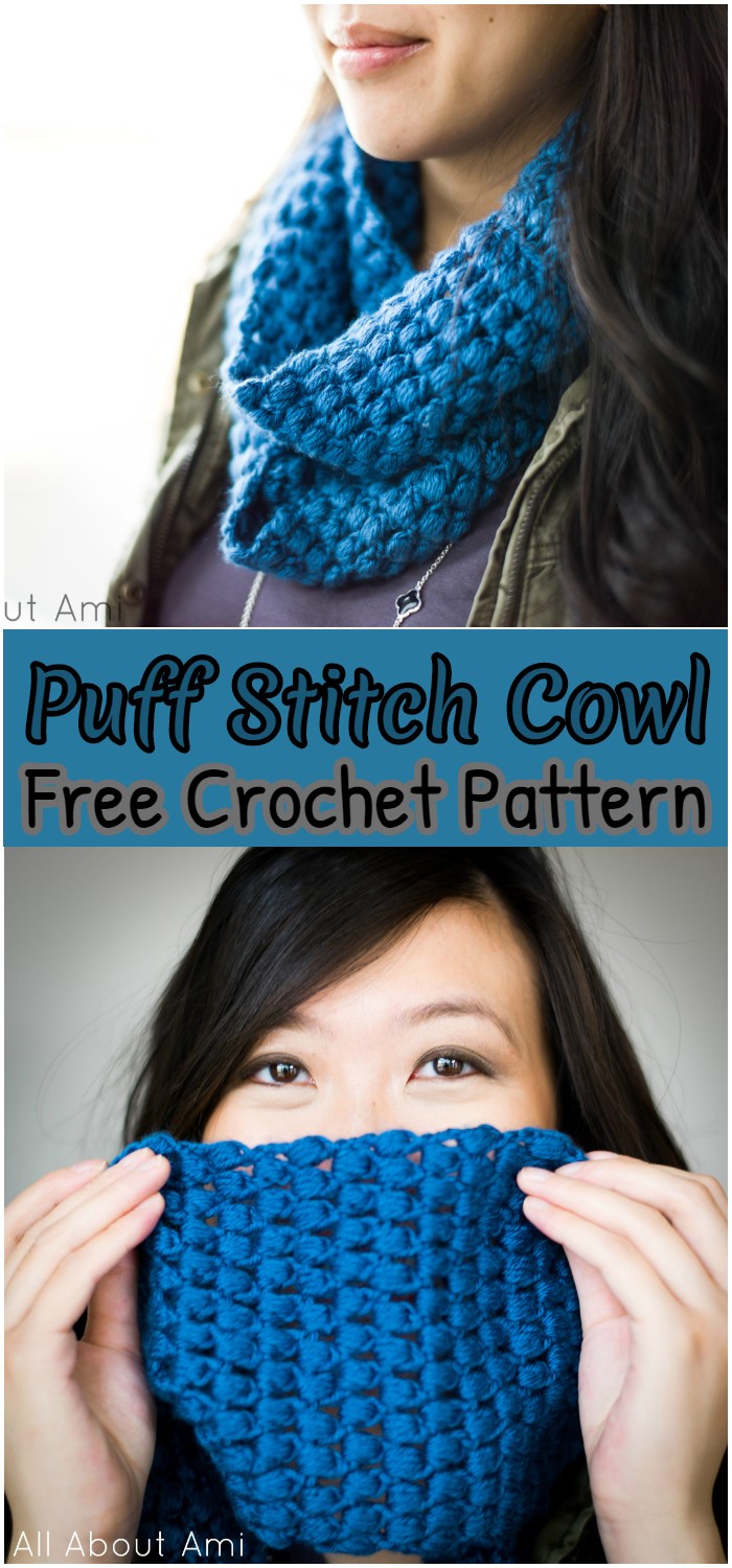 Crochet Puff Stitch Cowl