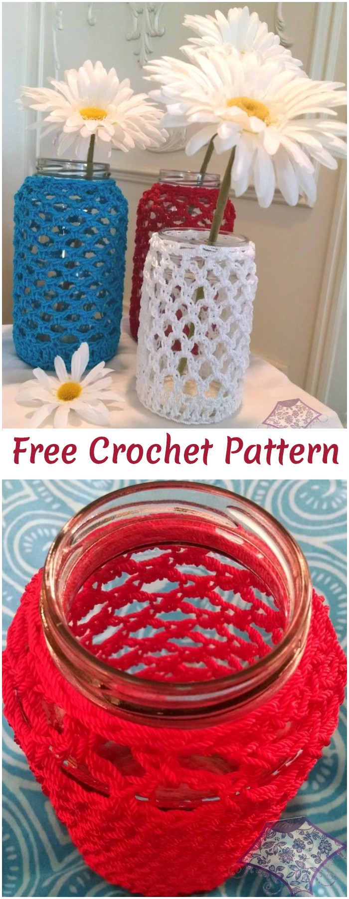 Crochet Recycled Jar Cozy Pattern