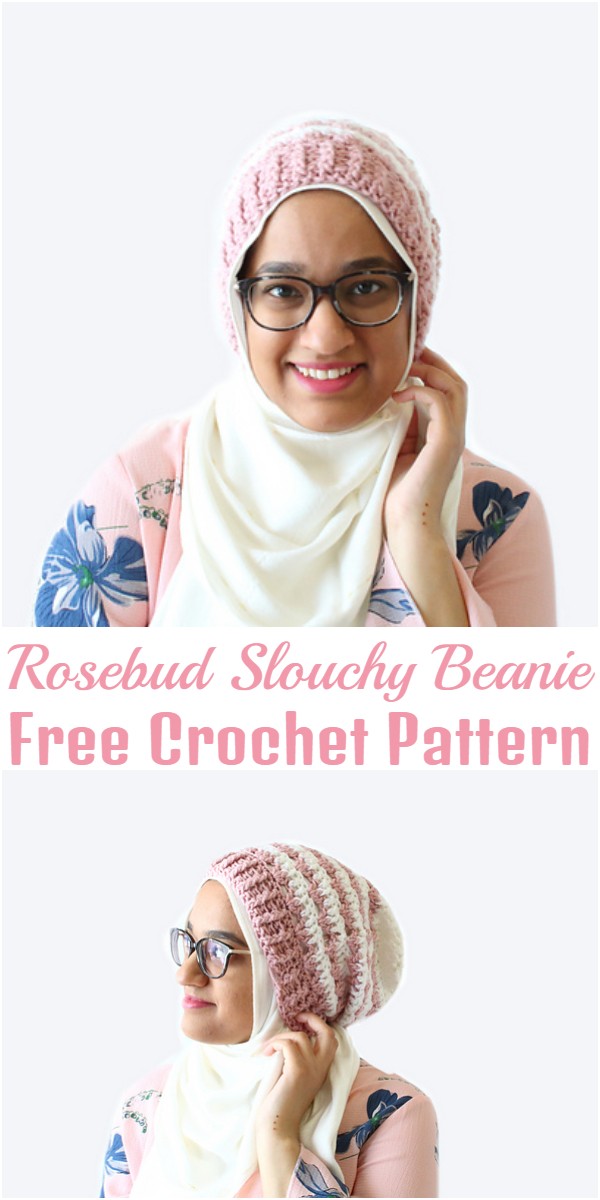 Crochet Rosebud Slouchy Beanie