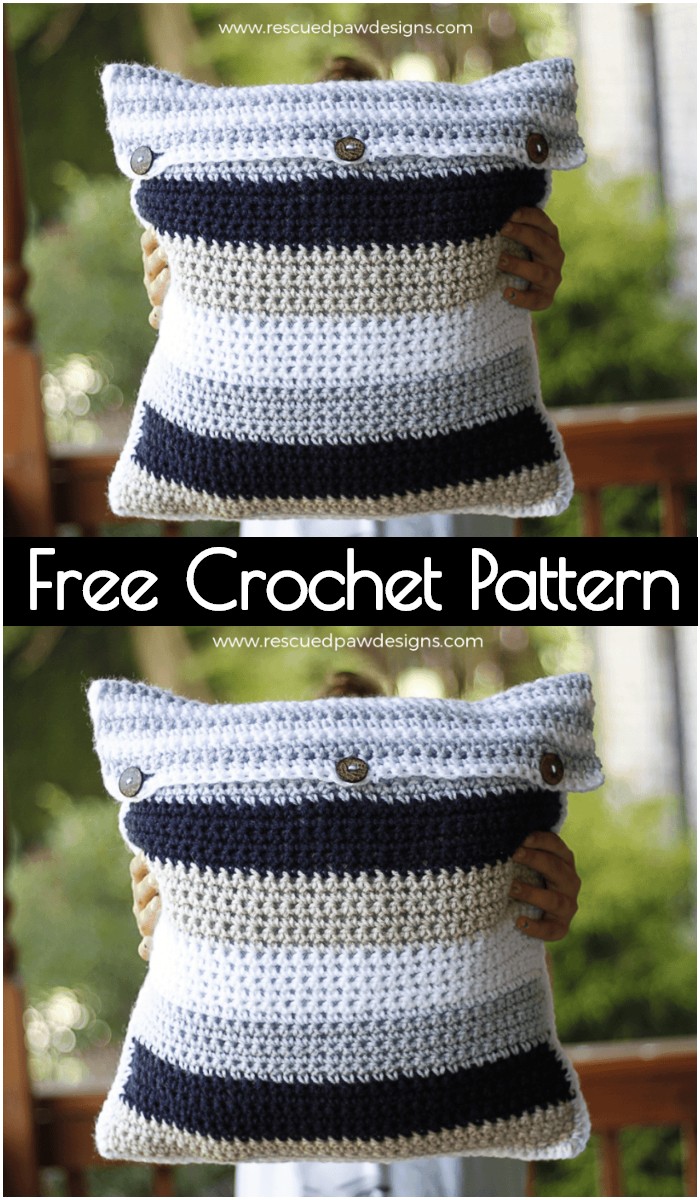 Crochet Striped Pillow Cover
