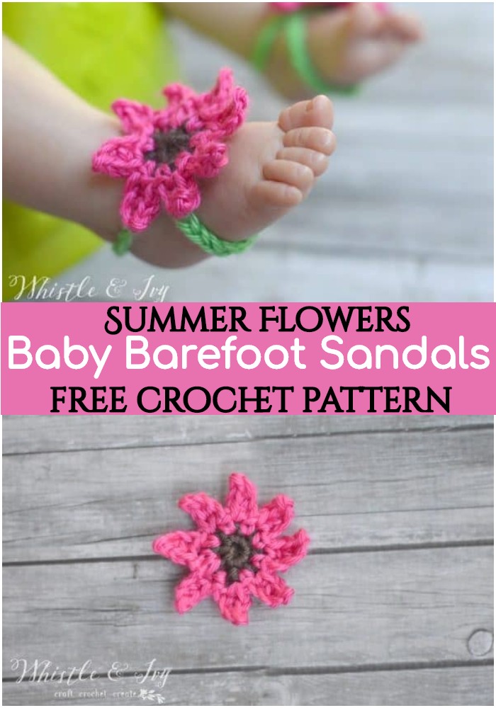 Crochet Summer Flower Baby Barefoot Sandals