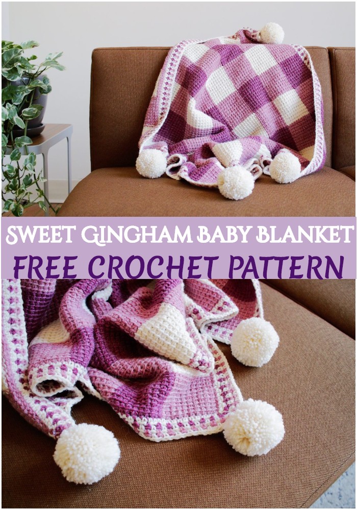 Crochet Sweet Gingham Baby Blanket