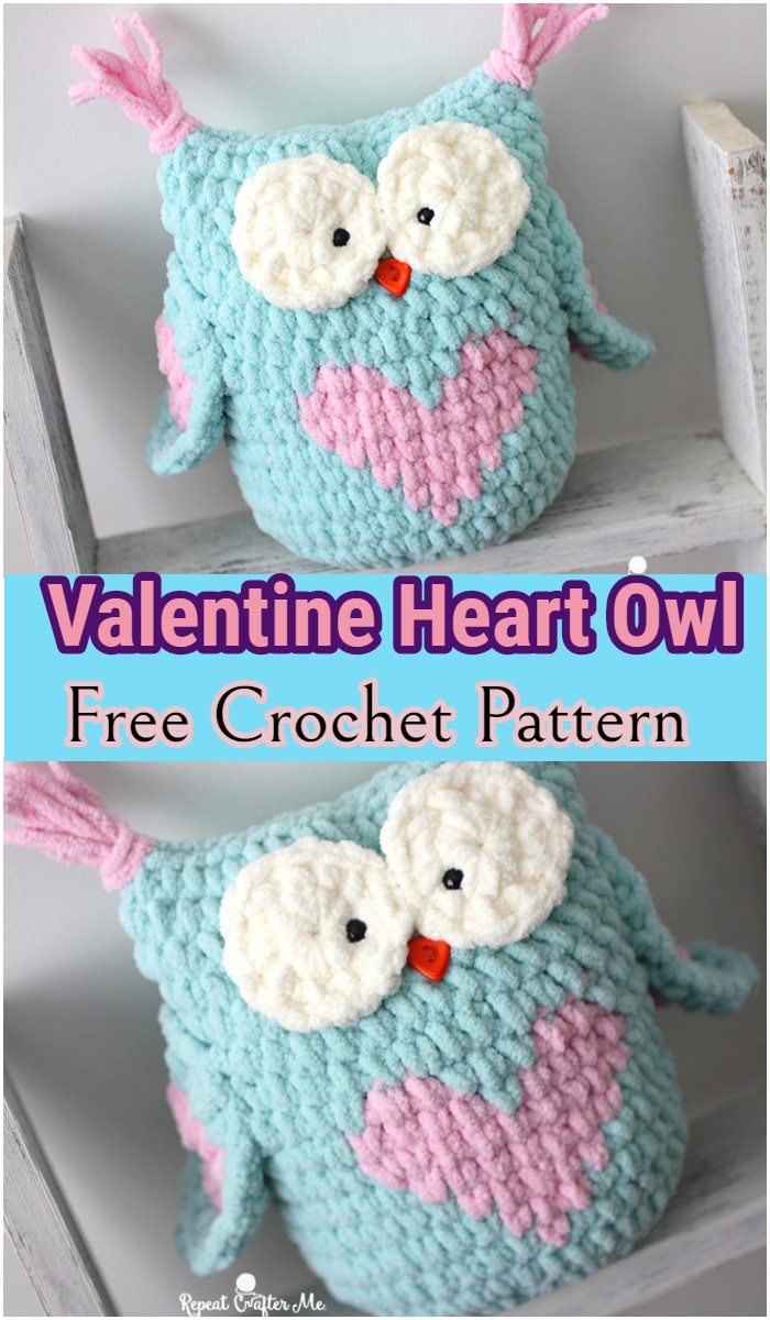 Crochet Valentine Heart Owl