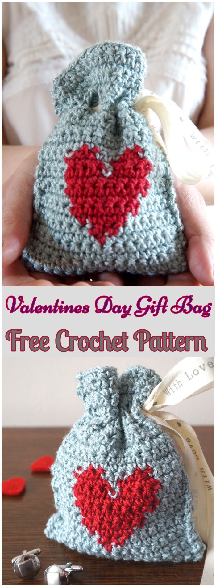 Crochet Valentines Day Gift Bag