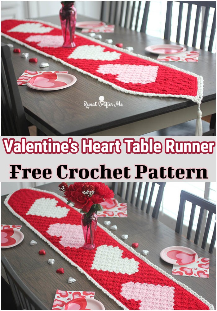 Crochet Valentine’s Heart Table Runner