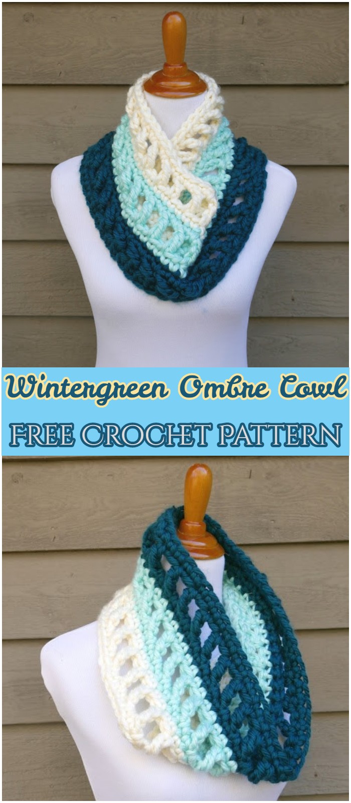 Crochet Wintergreen Ombre Cowl