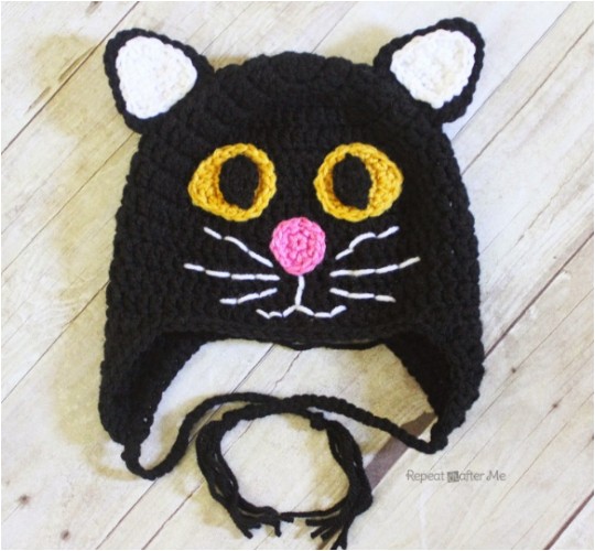 Crochet Black Cat Hat