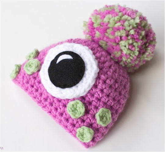Crochet Freckled Baby Monster Hat