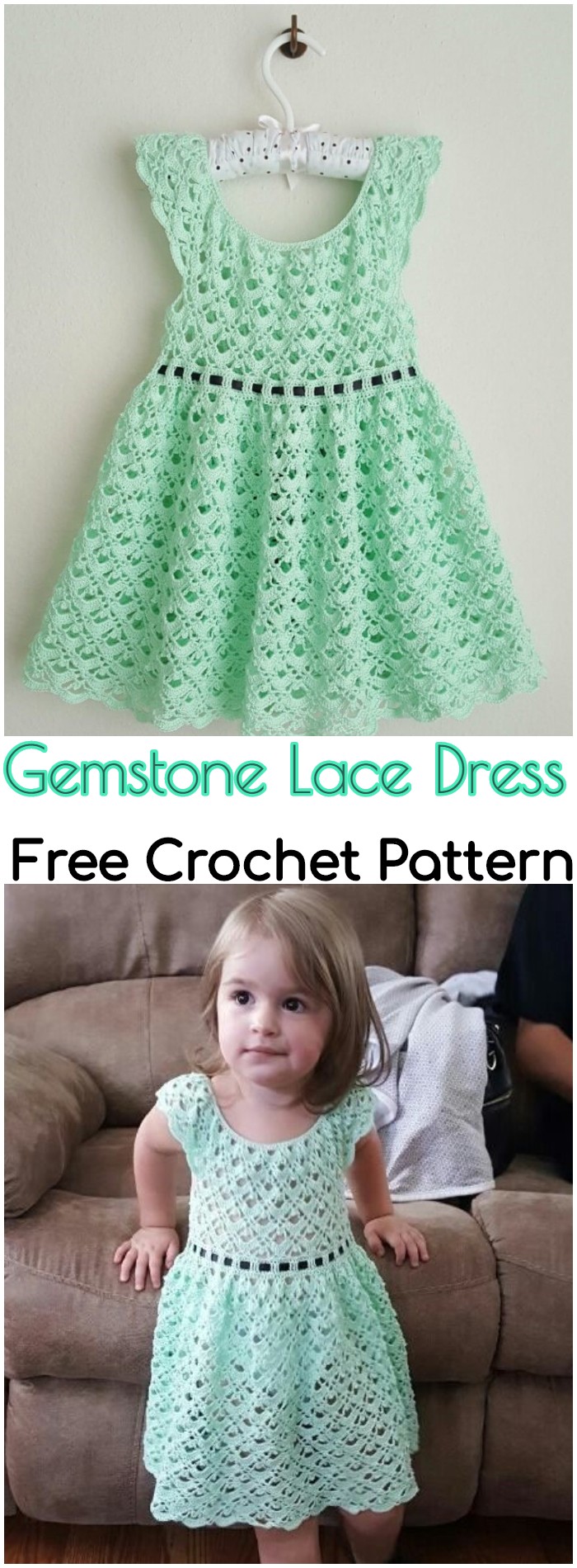 Crochet Gemstone Lace Toddler Dress