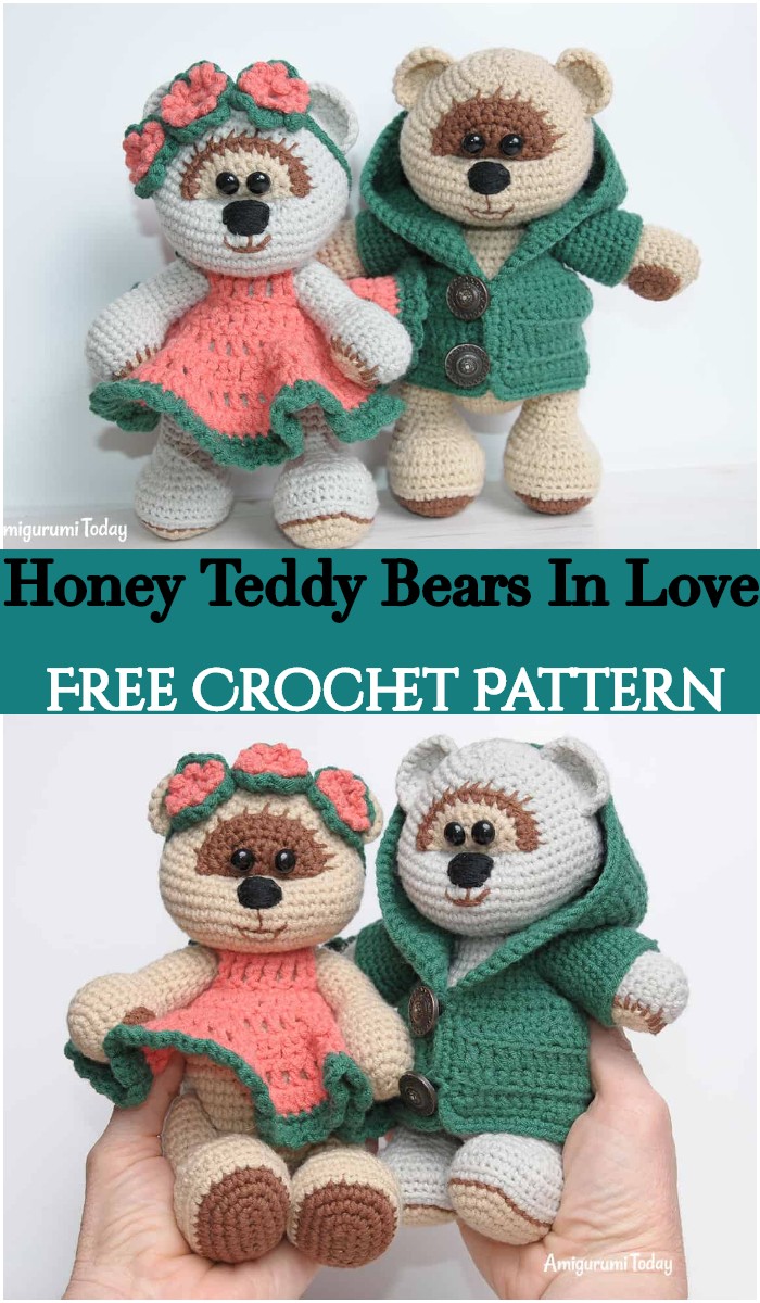 Crochet Honey Teddy Bears In Love Toy