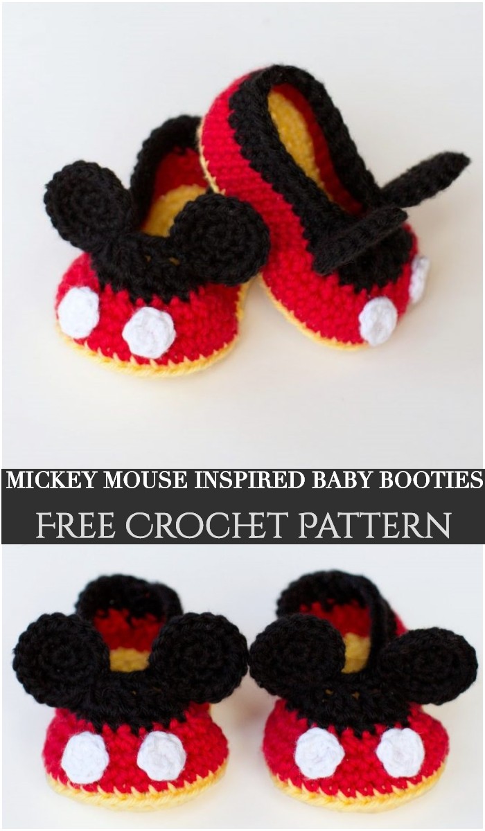 Crochet Mickey Mouse Inspired Baby Booties