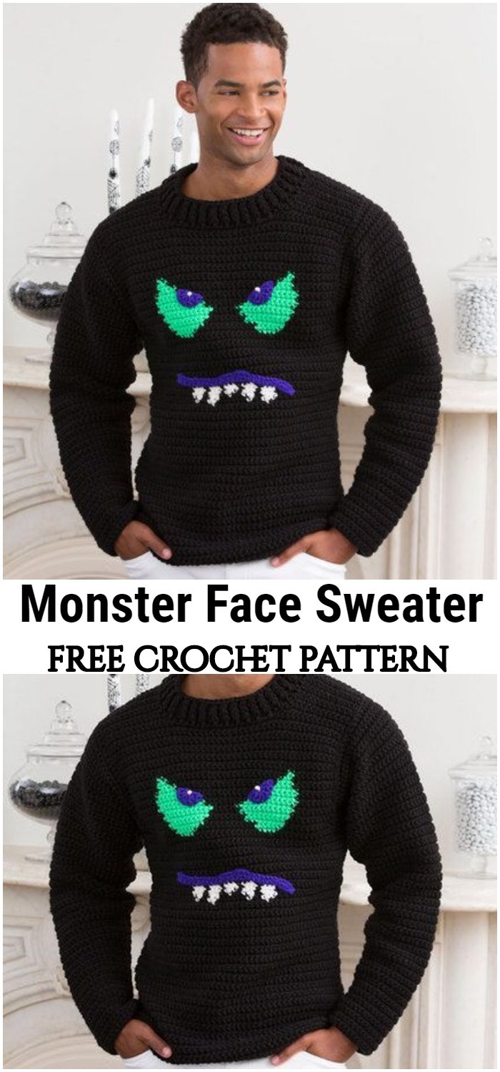 Crochet Monster Face Sweater
