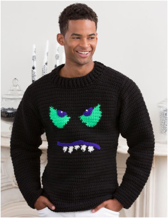 Crochet Monster Face Sweater