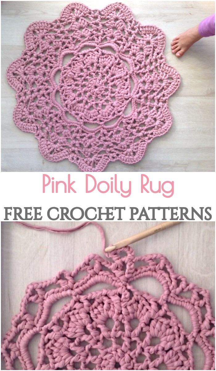 Crochet Pink Doily Rug